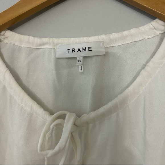 FRAME White Cream Ruffle Raglan Top - Picture 4 of 6